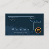 スタイリッシュで創造的で青い透かしの配管サービス 名刺 (正面)
