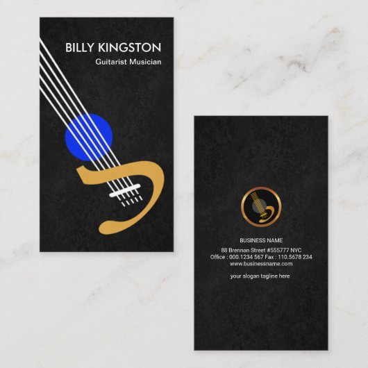 スタイリッシュで創造的なギターの灰色のグランジなギタリスト 名刺 (正面/裏面)