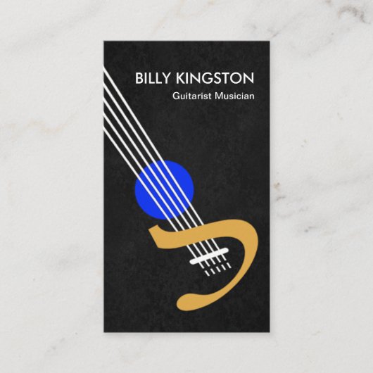 スタイリッシュで創造的なギターの灰色のグランジなギタリスト 名刺 (正面)