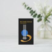 スタイリッシュで創造的な金ゴールドのベースギターのミュージシャン 名刺 (スタンド正面)