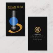 スタイリッシュで創造的な金ゴールドのベースギターのミュージシャン 名刺 (正面/裏面)