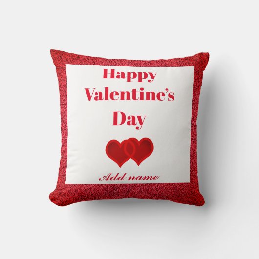スタイリッシュで名前入りなバレンタインデーのギフトの枕 クッション (正面)