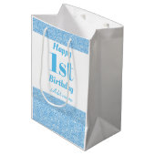 スタイリッシュで名前入りな第1誕生日のギフトバッグ ミディアムペーパーバッグ (正面アングル)