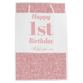 スタイリッシュで名前入りな第1誕生日のギフトバッグ ミディアムペーパーバッグ (正面)