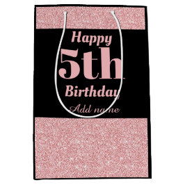 スタイリッシュで名前入りな第5誕生日のギフトバッグ ミディアムペーパーバッグ