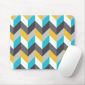 スタイリッシュで幾何学的で青く黄色い灰色パターン マウスパッド (マウス)