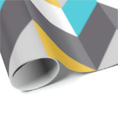 スタイリッシュで幾何学的で青く黄色い灰色パターン ラッピングペーパー (ロールコーナー)