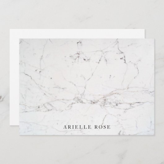 スタイリッシュで微妙で白い大理石 ノートカード (正面/裏面)