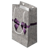 スタイリッシュで派手なスパンコール、紫色の弓及びリボン スモールペーパーバッグ (正面アングル)