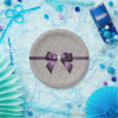 スタイリッシュで派手なスパンコール、紫色の弓及びリボン ペーパープレート (パーティー)