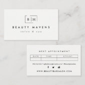 スタイリッシュで白いアポイントメントの名刺 予約カード (正面/裏面)