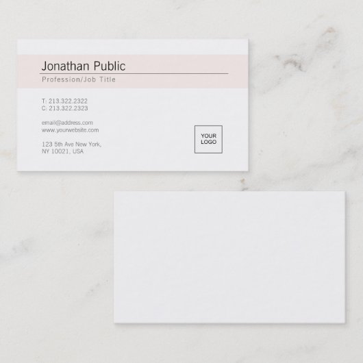 スタイリッシュで白くシンプルで明白なトレンディーはあなたのロゴを加えます 名刺 (正面/裏面)