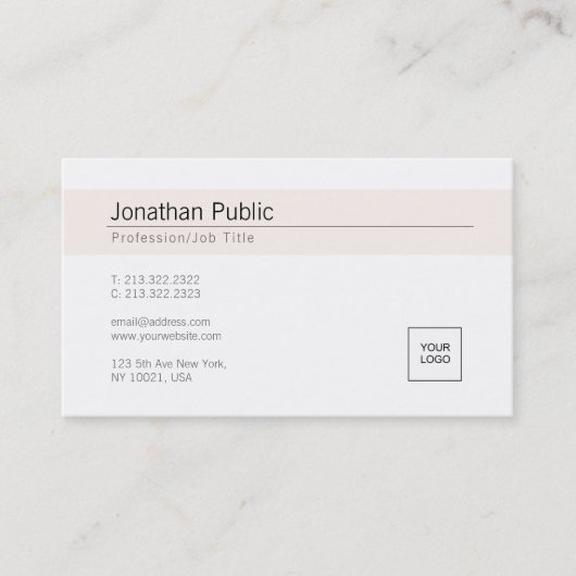 スタイリッシュで白くシンプルで明白なトレンディーはあなたのロゴを加えます 名刺 (正面)