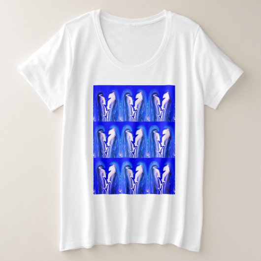 スタイリッシュで美しい夏の青 プラスサイズTシャツ (デザイン正面)