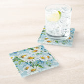 スタイリッシュで美しく明るい花パターン2 ガラスコースター (アングル)