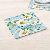 スタイリッシュで美しく明るい花パターン2 スクエアペーパーコースター (アングル)