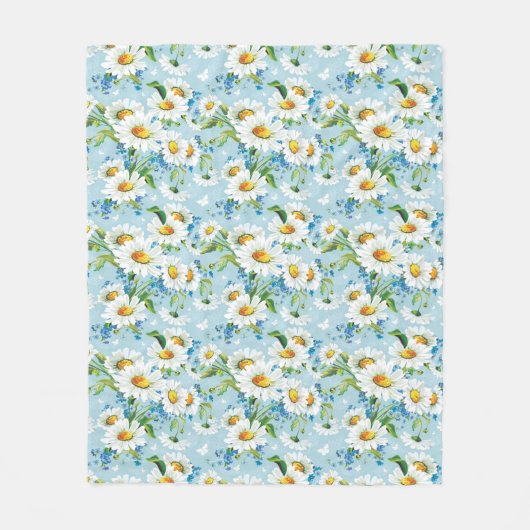 スタイリッシュで美しく明るい花パターン2 フリースブランケット (正面)