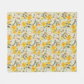 スタイリッシュで美しく明るい花パターン フリースブランケット (正面(横))