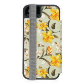 スタイリッシュで美しく明るい花パターン INCIPIO iPhoneウォレットケース (フォリオ裏面)