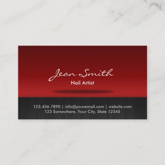 スタイリッシュで赤いステージのネイルアートの名刺 名刺 (正面)