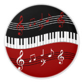 スタイリッシュで赤い白黒のピアノ鍵およびノート セラミックノブ (正面)