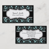 スタイリッシュで青いダマスク織の名刺 名刺 (正面/裏面)