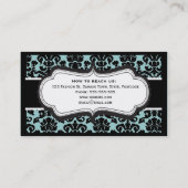 スタイリッシュで青いダマスク織の名刺 名刺 (裏面)