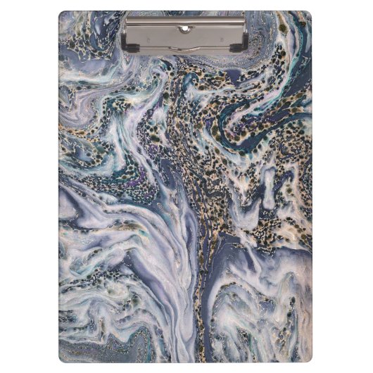 スタイリッシュで青い大理石の効果のオフィスのクリップボード クリップボード (正面)