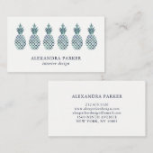 スタイリッシュで青い水彩画の一見のパイナップル 名刺 (正面/裏面)