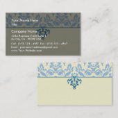 スタイリッシュで青い花の結婚祝い 名刺 (正面/裏面)