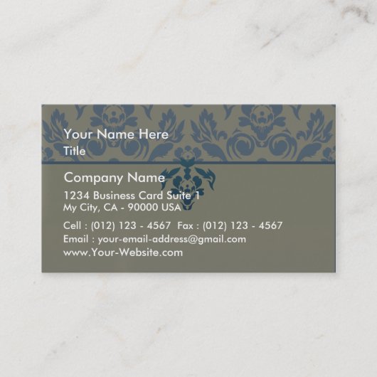 スタイリッシュで青い花の結婚祝い 名刺 (正面)