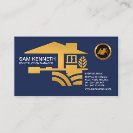 スタイリッシュで青い金ゴールドの家の建築業者 名刺
