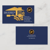 スタイリッシュで青い金ゴールドの家の建築業者 名刺 (正面/裏面)