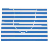 スタイリッシュで青く白くストライプのなテンプレートのモダンのトレンディー ラージペーパーバッグ (正面)