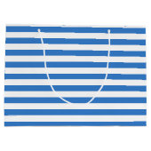 スタイリッシュで青く白くストライプのなテンプレートのモダンのトレンディー ラージペーパーバッグ (裏面)