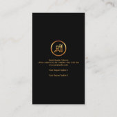 スタイリッシュで黒いタキシードの金ゴールドのBoutonniereのケータリング 名刺 (裏面)