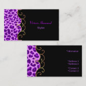 スタイリッシュで黒い及び紫色のジャガーのプリントの名刺 名刺 (正面/裏面)