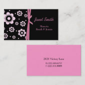 スタイリッシュで黒く、ピンクの花のお母さんカード コーリングカード (正面/裏面)