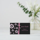 スタイリッシュで黒く、ピンクの花のお母さんカード コーリングカード (スタンド正面)