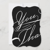 スタイリッシュで、エレガントな原稿の写真のシンプルな結婚式 サンキューカード (裏面)