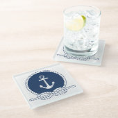 スタイリッシュないかりおよびロープ ガラスコースター (アングル)