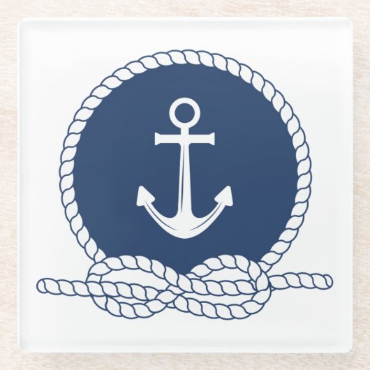 スタイリッシュないかりおよびロープ ガラスコースター (正面)