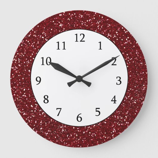 スタイリッシュなえんじ色のグリッター ラージ壁時計 (正面)
