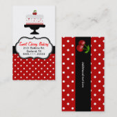 スタイリッシュなさくらんぼのケーキのカスタムなベーカリーの名刺 名刺 (正面/裏面)