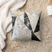 スタイリッシュなのどのばら色の金ゴールドの白黒の贅沢の大理石 クッション (ブランケット)