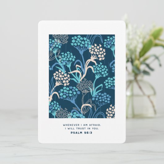 スタイリッシュなアジサイの花柄 - エレガントな青 シーズンカード (スタンド正面)