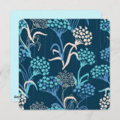 スタイリッシュなアジサイの花柄 - エレガントな青 シーズンカード (正面/裏面)