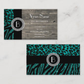 スタイリッシュなアニマルプリントシマウマおよびヒョウパターン 名刺 (正面/裏面)