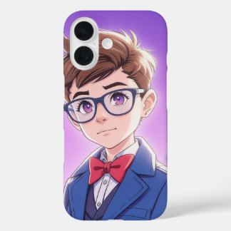 スタイリッシュなアニメ少年肖像画グラフィックiPhone 16ケース iPhone 16ケース