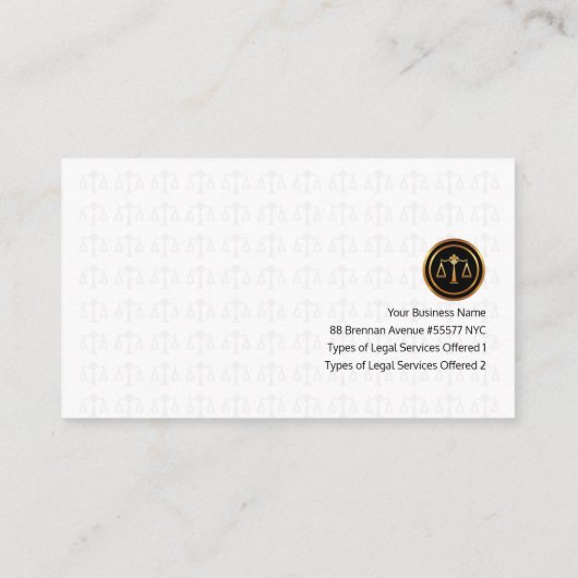 スタイリッシュなアヤメの正義によってはかりで測られるエレガントな白 名刺 (裏面)